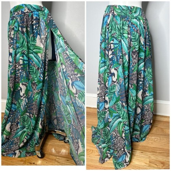 AKIRA GREEN FLORAL PRINT MAXI SKIRT/ PRELOVED/MEDIUM - Picture 3 of 5